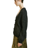 Momoni SAIKI Ladies Wool-Lurex Ace Cardigan in Cable Rib Stitch