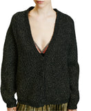 Momoni SAIKI Ladies Wool-Lurex Ace Cardigan in Cable Rib Stitch