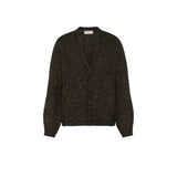 Momoni SAIKI Ladies Wool-Lurex Ace Cardigan in Cable Rib Stitch