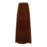 Momoni Women's Doresu Skirt in Embroidered Silk Velvet-Rust