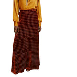 Momoni Women's Doresu Skirt in Embroidered Silk Velvet-Rust