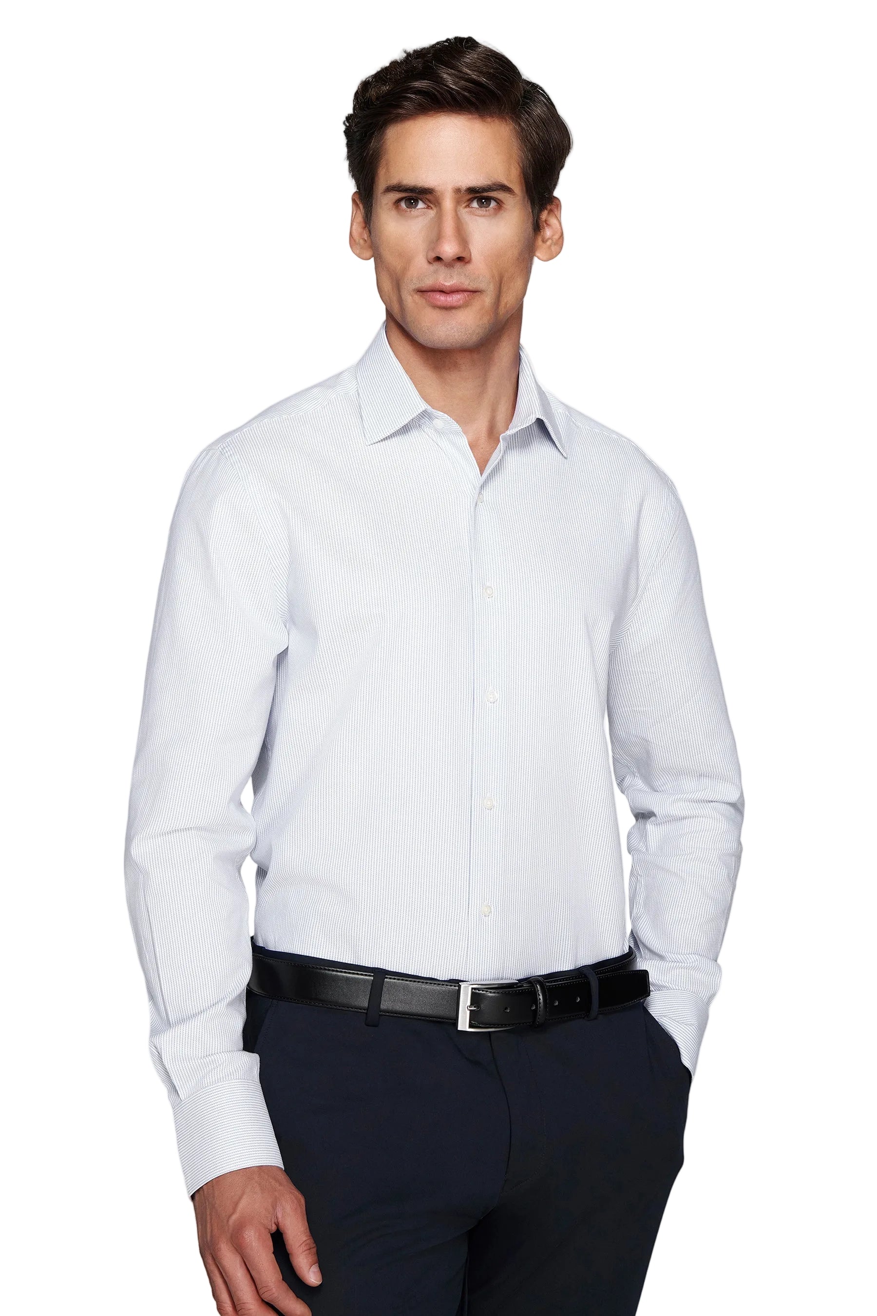 Dan John Men's Basic Shirt with Classic Collar and Textured Weave