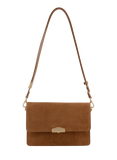Pourchet Suede Leather Flap Shoulder Bag