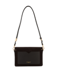 Pourchet Suede Leather Flap Shoulder Bag