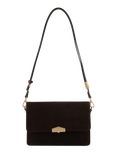 Pourchet Suede Leather Flap Shoulder Bag