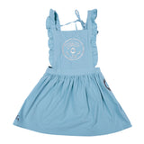 Ein Ghein Kids Girl's Turquoise Dress with Silver Embroidery & Black Print