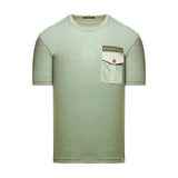 Light green short-sleeved T-shirt with a crew neck, a "AERONAUTICA" patch, and a buttoned flap pocket on the chest.