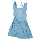 Ein Ghein Kids Girl's Turquoise Dress with Silver Embroidery & Black Print