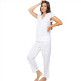 Cottonreal Women's HEIDI White Pyjama Set