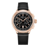 Cerruti 1881 Dervio Chronograph Gents Black Dial Rose Gold Case Black Leather Strap Watch