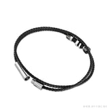 Cerruti 1881 Tornillo 2 Men's Black Leather Bracelet with Stainless Steel Details