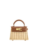 JW PEI Women's Elise Natural  Brown Rattan Weaving Handbag