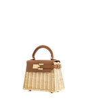 JW PEI Women's Elise Natural  Brown Rattan Weaving Handbag