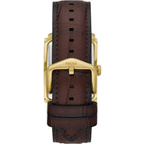Fossil Carraway Gents Silver Dial Gold Case Brown Leather Strap Watch