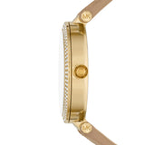 Michael Kors Parker Ladies Gold Case Brown Leather Strap Watch