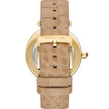 Michael Kors Parker Ladies Gold Case Brown Leather Strap Watch