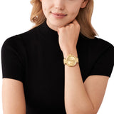 Michael Kors Parker Ladies Gold Case Brown Leather Strap Watch