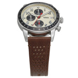 Fossil Sport Tourer Gents Cream Dial Brown Leather Strap Chronograph Watch