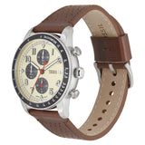 Fossil Sport Tourer Gents Cream Dial Brown Leather Strap Chronograph Watch