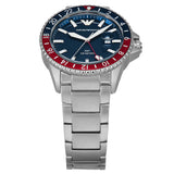 Emporio Armani World Explorer Diver GMT Gents Blue Dial Stainless Steel Watch
