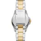Fossil Blue Gents Black Dial Two-Tone Silver Gold Watch