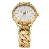 Michael Kors Slim Runway Ladies Silver Dial Gold Tone Watch