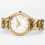Michael Kors Slim Runway Ladies Silver Dial Gold Tone Watch