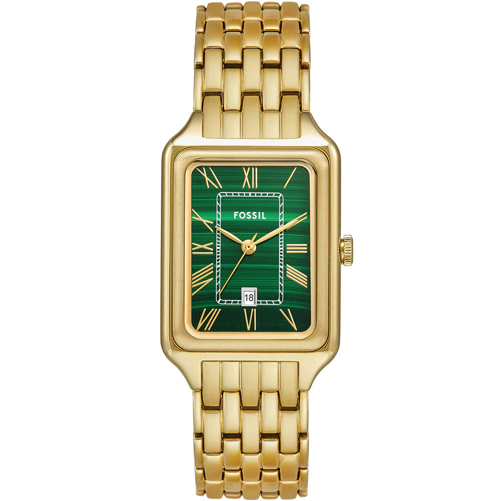 Fossil Raquel Ladies Green Dial Gold Plated Watch Bluesalon