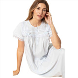 Cottonreal Women's CARA Round Neck Sky Blue Nightdress
