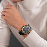 Cerruti 1881 Ruscello Gents Black Dial Gun IP Gold Plated Case Black Silicone Watch