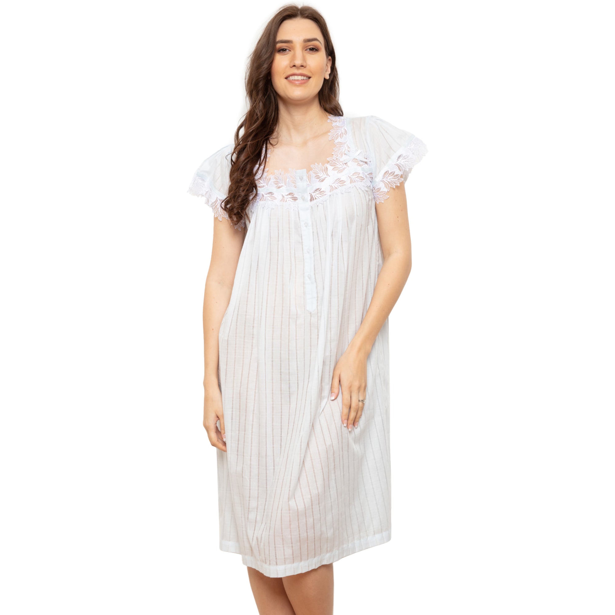 Cottonreal Women's BEV Checks & Stripes Nightdress | All Lingerie | Nightdress | Nightdresses | Nightwear | Women | Womens Cottonreal Women's BEV Checks & Stripes Nightdress | All Lingerie | Nightdress | Nightdresses | Nightwear | Women | Womens
