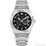 Police Ofset Gents Silver-Tone Watch with Translucent Black Dial