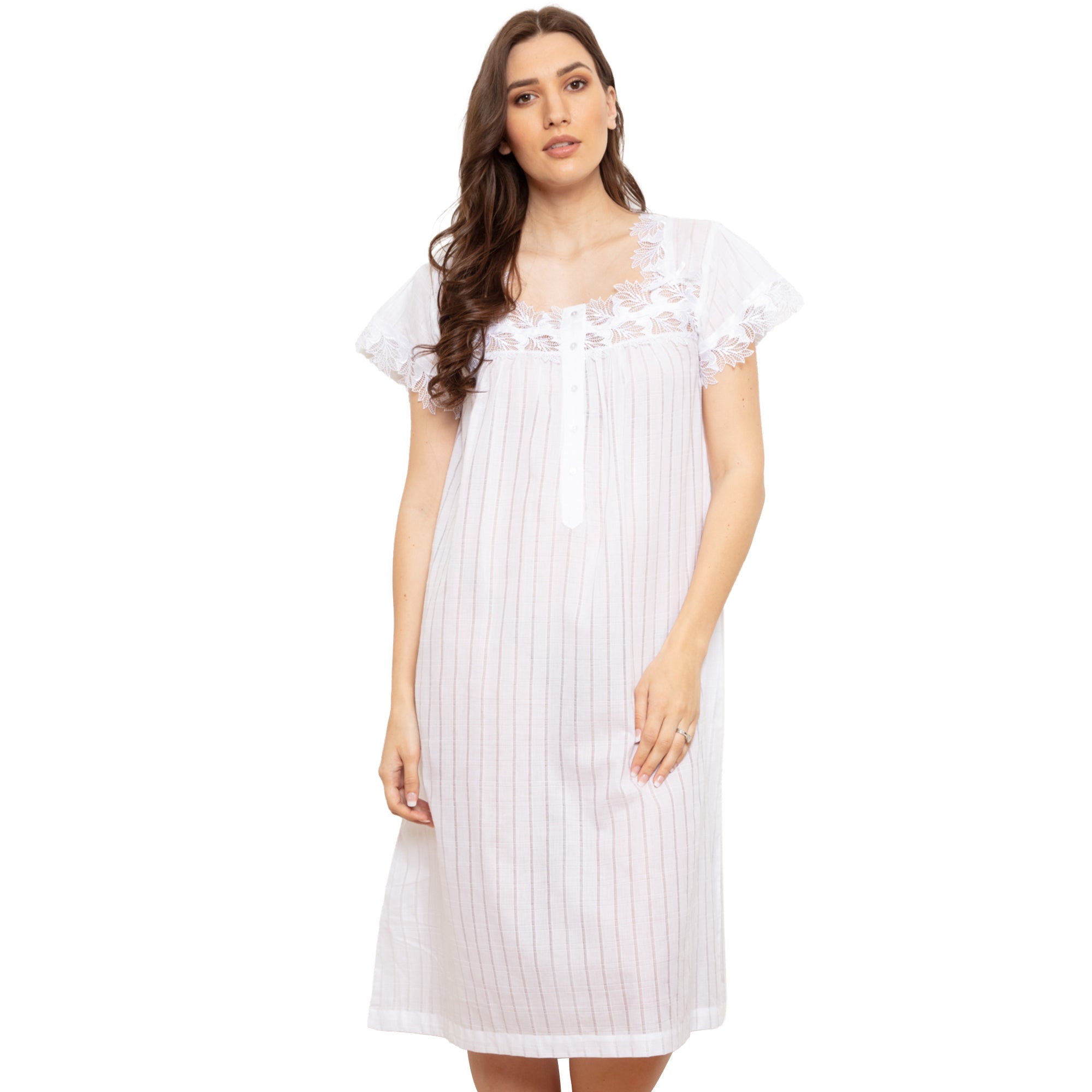 Cottonreal Women's BEV Checks & Stripes Nightdress | All Lingerie | Nightdress | Nightdresses | Nightwear | Women | Womens