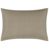 Taupe rectangular pillowcase with a visible woven texture and a stitched flange border.