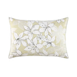 Rectangular jadeite pillow with white and gray floral pattern and light gray piping.