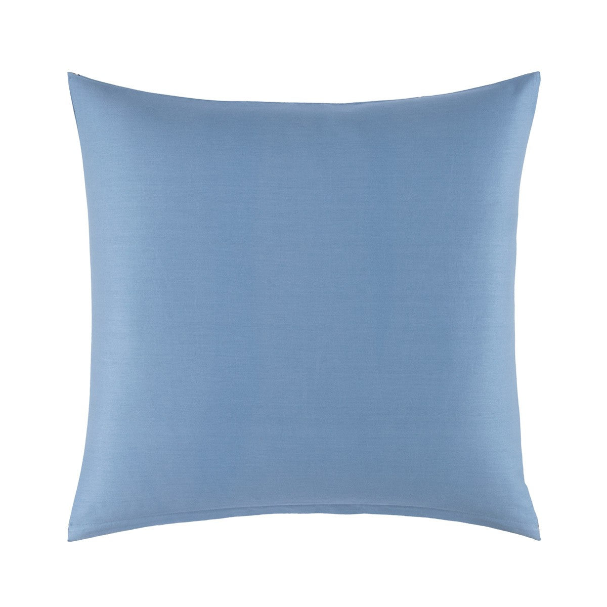 A plain light blue square fabric pillowcase with a subtle woven texture.