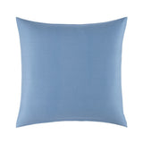A plain light blue square fabric pillowcase with a subtle woven texture.