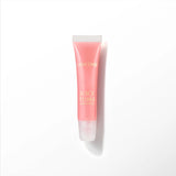 Pink translucent lip gloss in a squeezable tube with a clear cap, featuring gold-toned Lancome Juicy Tubes branding.