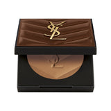 Brown YSL Hyper Bronze compact powder with a quilted lid and gold-toned YSL logo, open to reveal a light brown bronzer.
