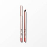Two rose gold-toned lip liners. One is capped; the other shows a sharpened reddish-brown tip. Both have 'LANCOME' and a match