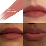 Matte dusty nude-pink lip balm in shade Illicit Nude.