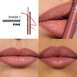 Two YSL Undressed Pink lip liner pencils. One has a silver-toned cap, the other is sharpened, revealing the tip.