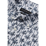 Bugatti Men's White & Navy Blue Casual Short-sleeve Shirt