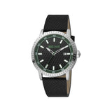Just Cavalli Regolare Gents Black Green Dial Stainless Steel Case Black Leather Watch