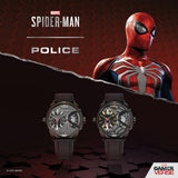 Police Spider Man  Men's Watch - All Black - Spider Web Skeleton Dial-PEWGM0090202