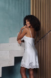 Marjolaine Women's Benedicte Lace-Appliqué Short Silk Slip Nightdress