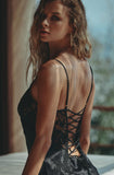 Marjolaine Women's Silk Satin & Lace Lace-Up Nightdress
