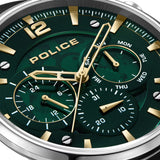 Police Urban Gents Watch with Green Semi-Transparent Dial and Black Leather Strap