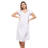 Cottonreal Women's Yana White/Pale Pink Nightdress