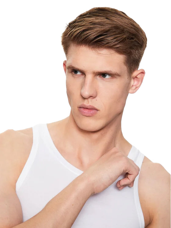 Hom Men's Basic White Tanktop | All Clothing | Basics | Basics T-Shirts | GCC | Men | Mens | Mens Fashion Hom Men's Basic White Tanktop | All Clothing | Basics | Basics T-Shirts | GCC | Men | Mens | Mens Fashion